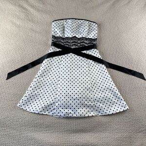Jessica McClintock for Gunne Sax Short Prom Formal Polka Dot White Black Sz 5/6